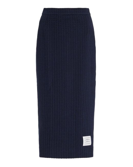 Thom Browne Blue Waffle-knit Cotton Midi Skirt