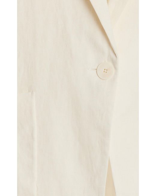 The Row White Enza Linen Single-breasted Blazer