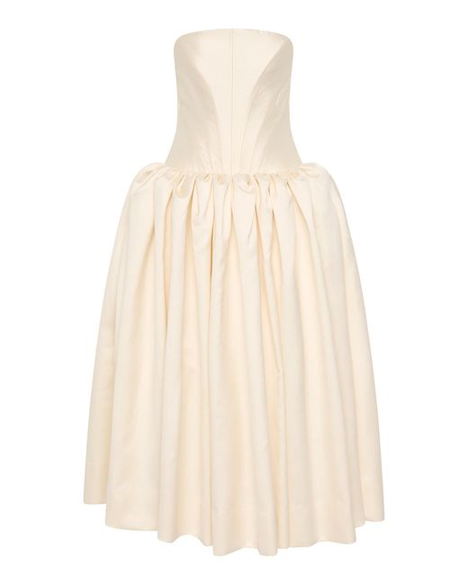 Rachel Gilbert Natural Kenny Strapless Silk-Wool Gown