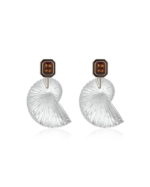 Dezso by Sara Beltran Orange 18k Yellow Gold Crystal Citrine Earrings