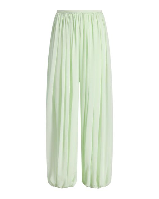 Marina Moscone Green Silk Draped Cocoon Pants
