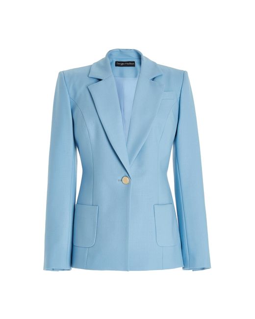 Sergio Hudson Wool-blend Blazer in Blue | Lyst
