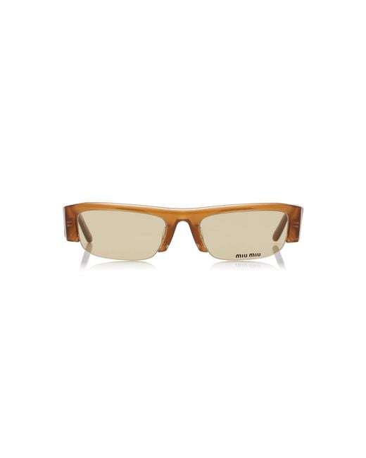 Miu Miu Brown Square-Frame Acetate Sunglasses