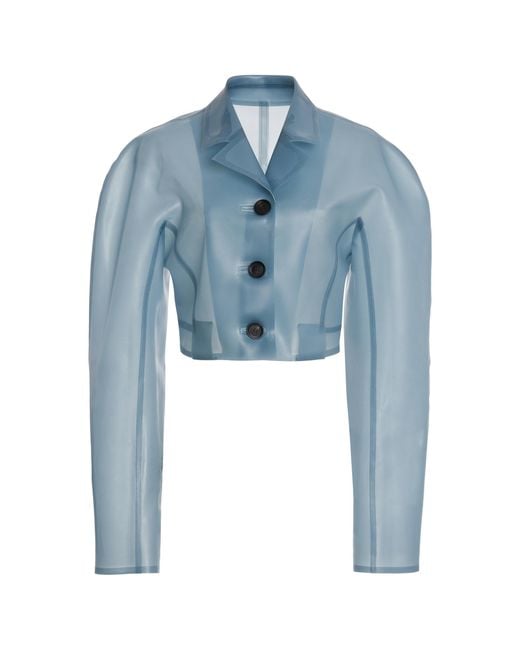 Ferragamo Blue Vinyl Jacket