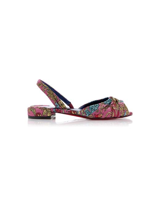 Christian Louboutin Pink Cordelina Flat Jacquard Florea Slingback Sandals