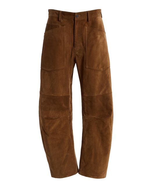 Nili Lotan Brown Shon Suede Wide-Leg Pants