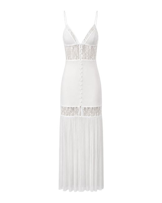 Sleeping with Jacques White Kimberley Silk Georgette Lace Maxi Dress