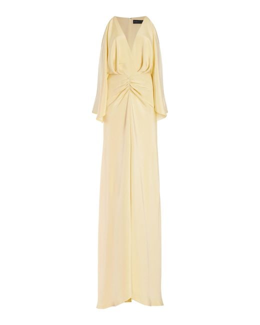 Brandon Maxwell Natural The Sierra Gathered Silk Crepe Gown