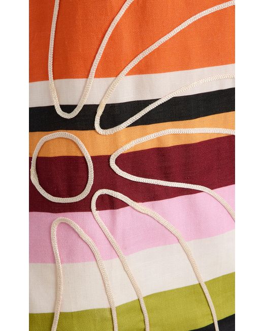 Cala De La Cruz Exclusive Roma Embroidered Striped-Linen Mini Dress