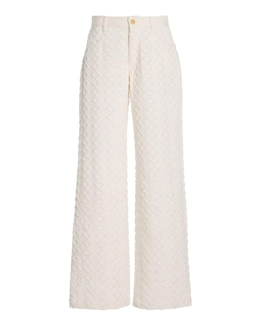DIOTIMA White Stulla Embroidered Rigid High-Rise Wide-Leg Jeans