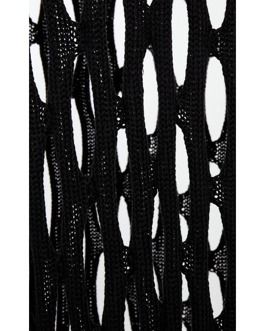 Isabel Marant Black Liz Open Knit Linen-blend Midi Dress