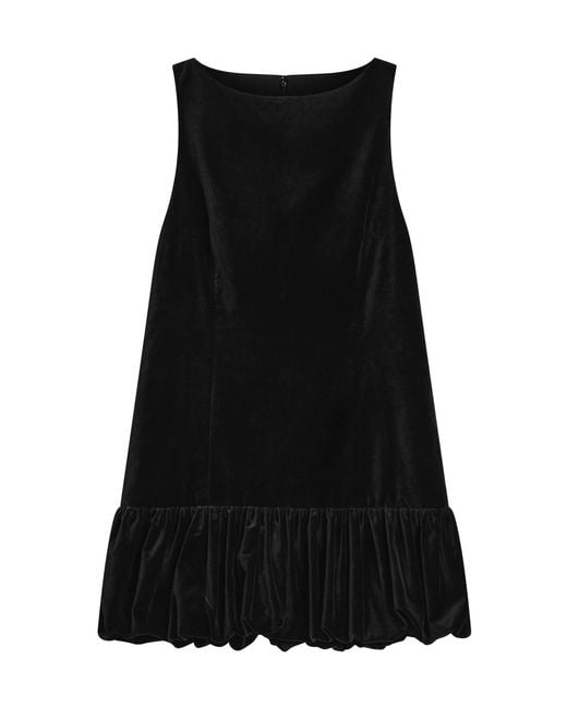 Posse Black Dean Bubble-Hem Velvet Mini Dress