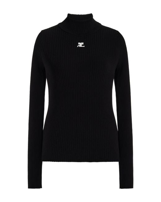 Courreges Black Re-edition Ribbed-knit Top