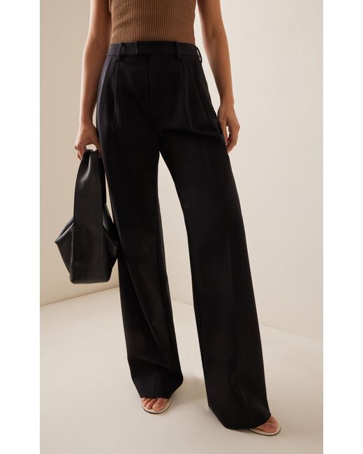 FAVORITE DAUGHTER Black The Low Favorite Pleated Twill Wide-leg Pants
