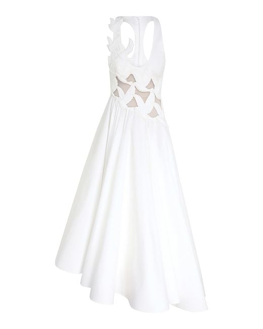 Zimmermann White Luna Appliquéd Cotton Midi Dress