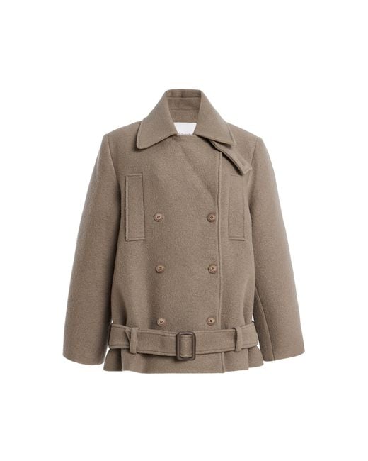 Frankie Shop Brown Scothern Double-breasted Wool Peacoat