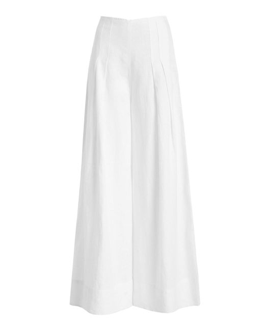Citizens of Humanity White Riviera Pleated Linen Cropped Palazzo Pants