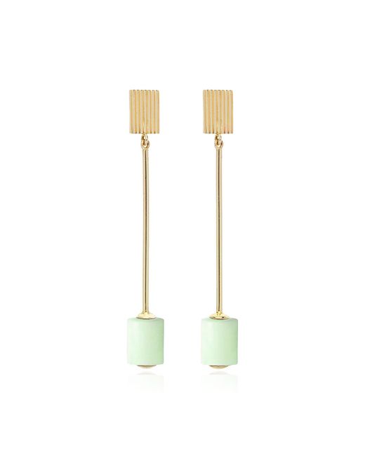 Aliita White Deco Cilindro 9K Chrysoprase Earrings