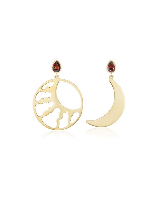 Gazza Ladra Metallic Sun And Moon 10K Garnet Hoop Earrings