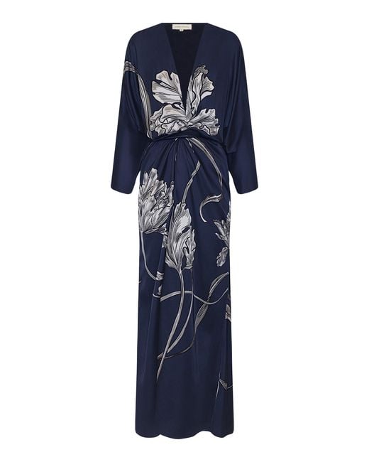 ANDRES OTALORA Blue Olanna Printed Maxi Dress