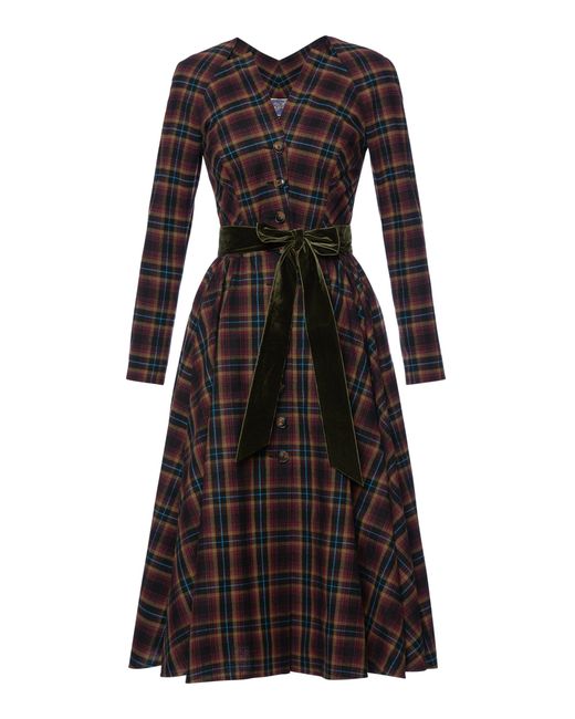 Lena Hoschek Black Douglas Flannel Cotton Midi Dress