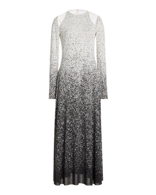Brandon Maxwell Gray Livvy Printed Cutout Midi Dress