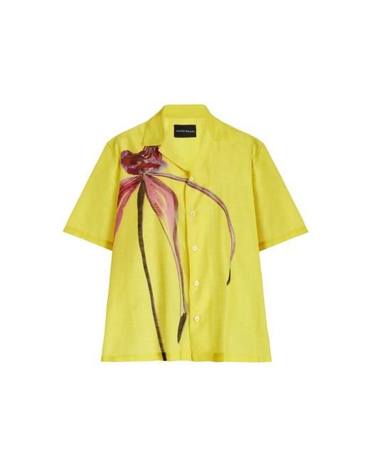 Louisa Ballou Yellow Exclusive Weekend Printed Cotton-silk Shirt