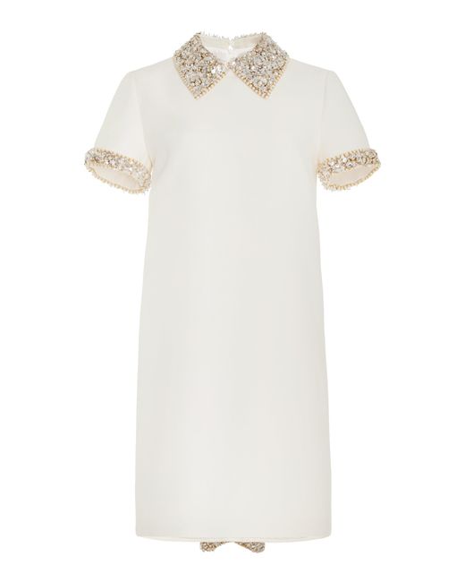 Miu Miu White Embellished Cady Mini Dress