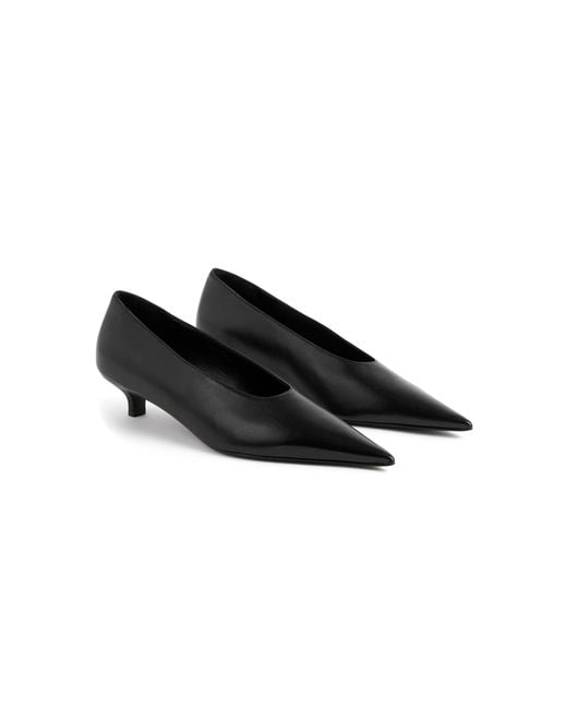 Totême  Black Sharp Leather Kitten-Heel Pumps