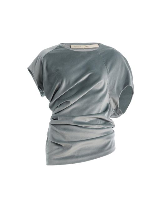 Colleen Allen Gray Spiral Cotton Velvet Top