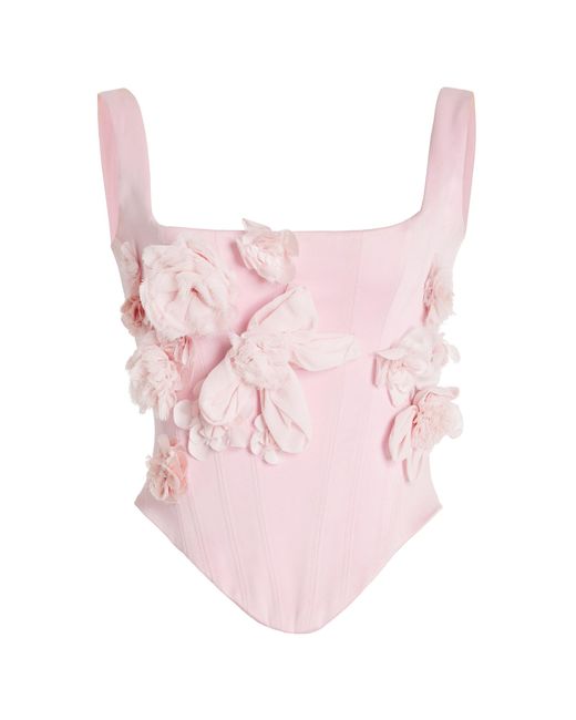 LoveShackFancy Pink Lorelai Embellished Corset Top