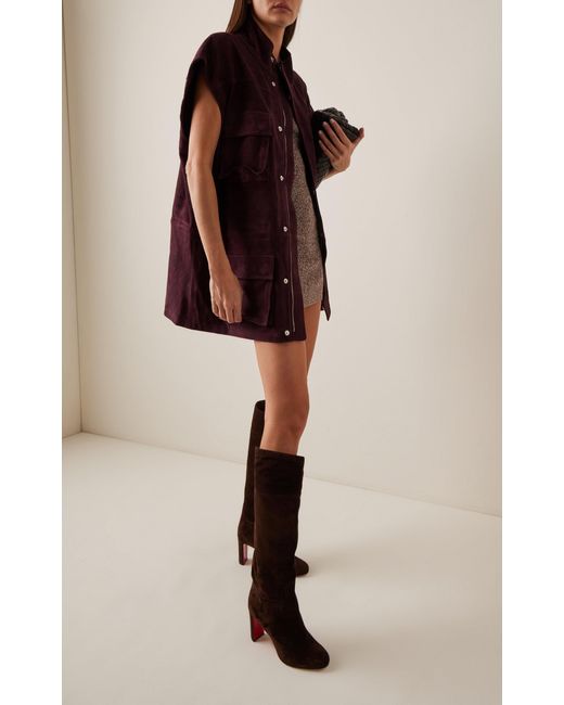 Christian Louboutin Brown Loo Botta 85Mm Suede Knee Boots
