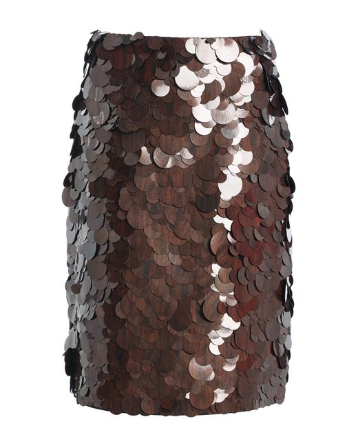 Michael Kors Brown Wool Sequined Midi Skirt