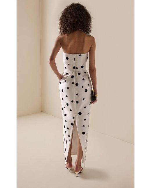 BERNADETTE White Lenette Embroidered Satin Maxi Dress