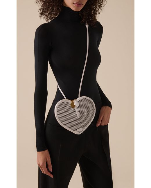 Alaïa White Le Coeur Fishnet Leather Crossbody Bag