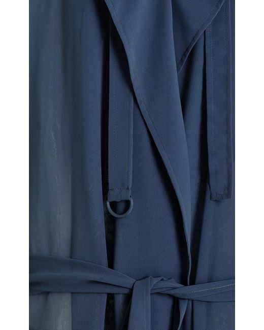 LAPOINTE Blue Sheer Georgette Trench Coat