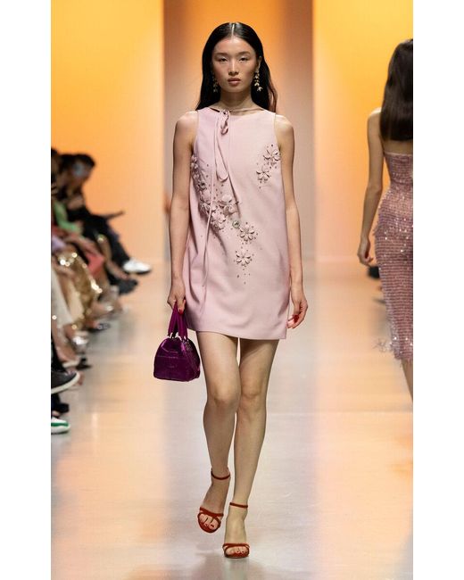 Georges Hobeika Natural Embellished Gabardine Mini Dress