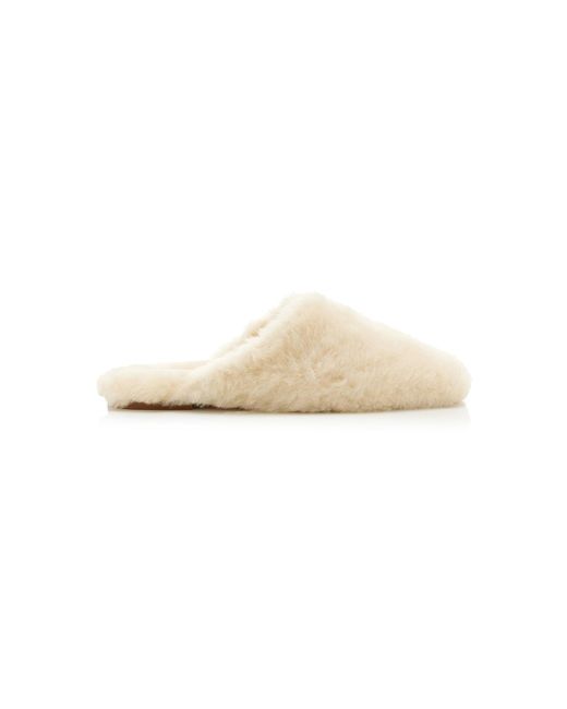 Aeyde White Rega Shearling Mules