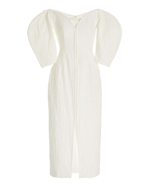 Mara Hoffman White Leonara Off-the-shoulder Organic Cotton-linen Midi Dress