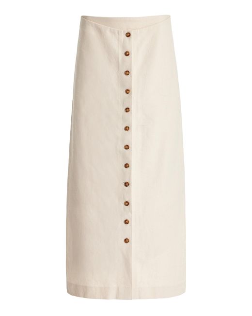 Loulou Studio Natural Atri Buttoned Cotton-blend Maxi Skirt