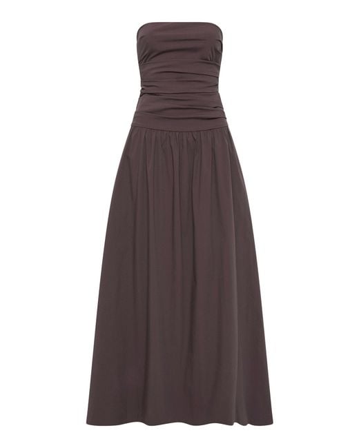 St. Agni Brown Tie-back Drop-waist Cotton-nylon Maxi Dress