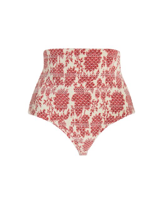 Sir. The Label Francois Ruched High-waisted Bikini Bottom in Red