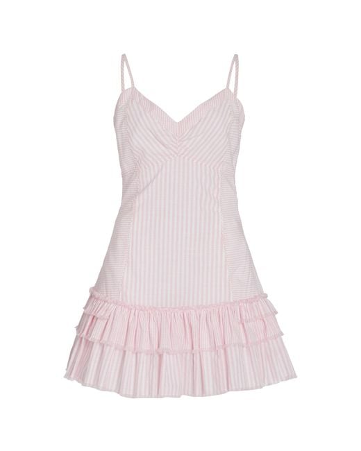 arleigh striped cotton mini dress LoveShackFancy Arleigh Striped Cotton Mini Dress in Pink