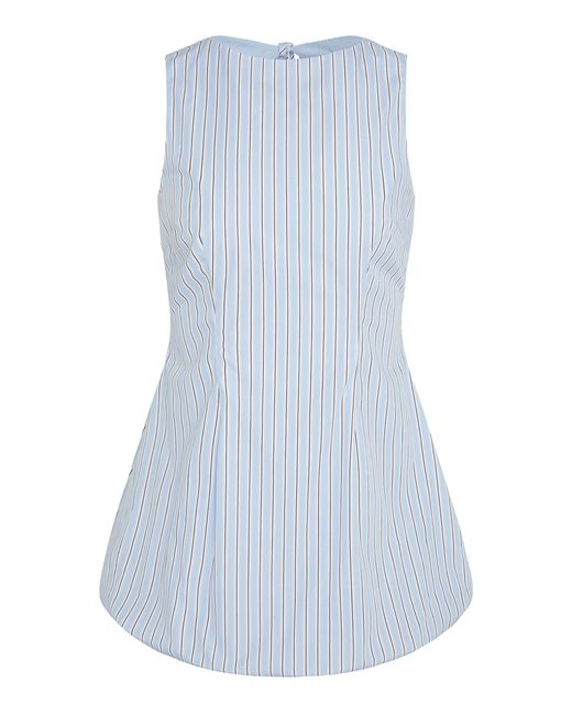 Onia Blue Fitted Boatneck Bubble Mini Dress