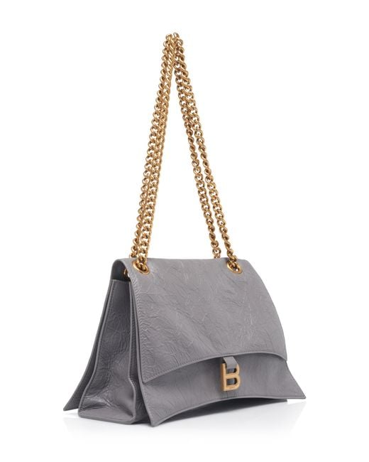 Balenciaga Gray Crushed Leather Chain Bag