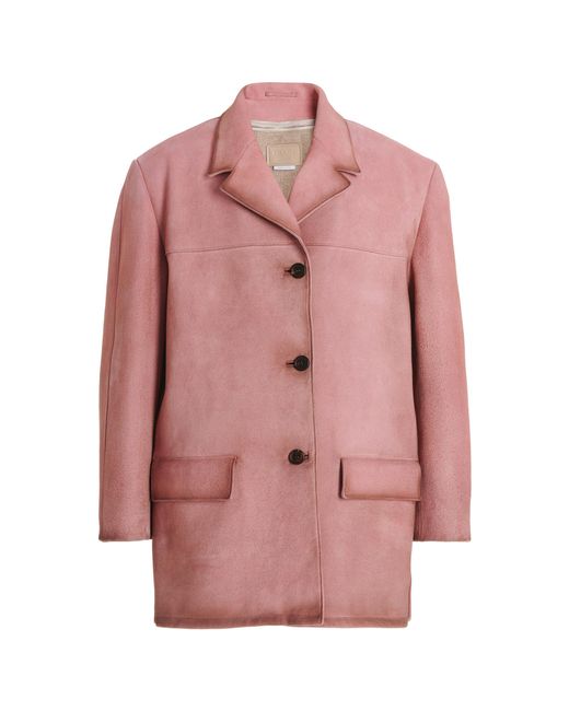 Prada Pink Waxed Suede Coat