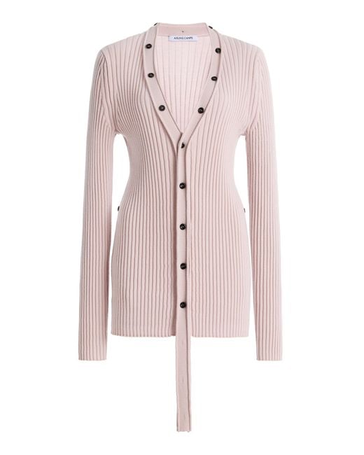 AISLING CAMPS Pink Convertible Wool Cardigan