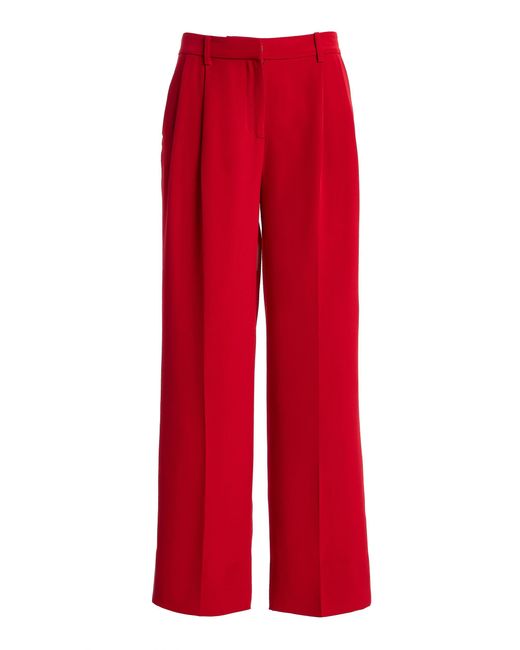 Atelier Prabal Gurung Four-Ply Silk Crepe Tailored Straight Leg Pants