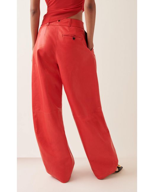 Jacquemus Red Ovalo Cuir Pleated Leather Balloon Pants