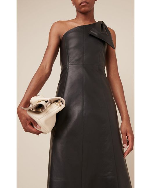 Chloé Black Asymmetric Leather Maxi Dress